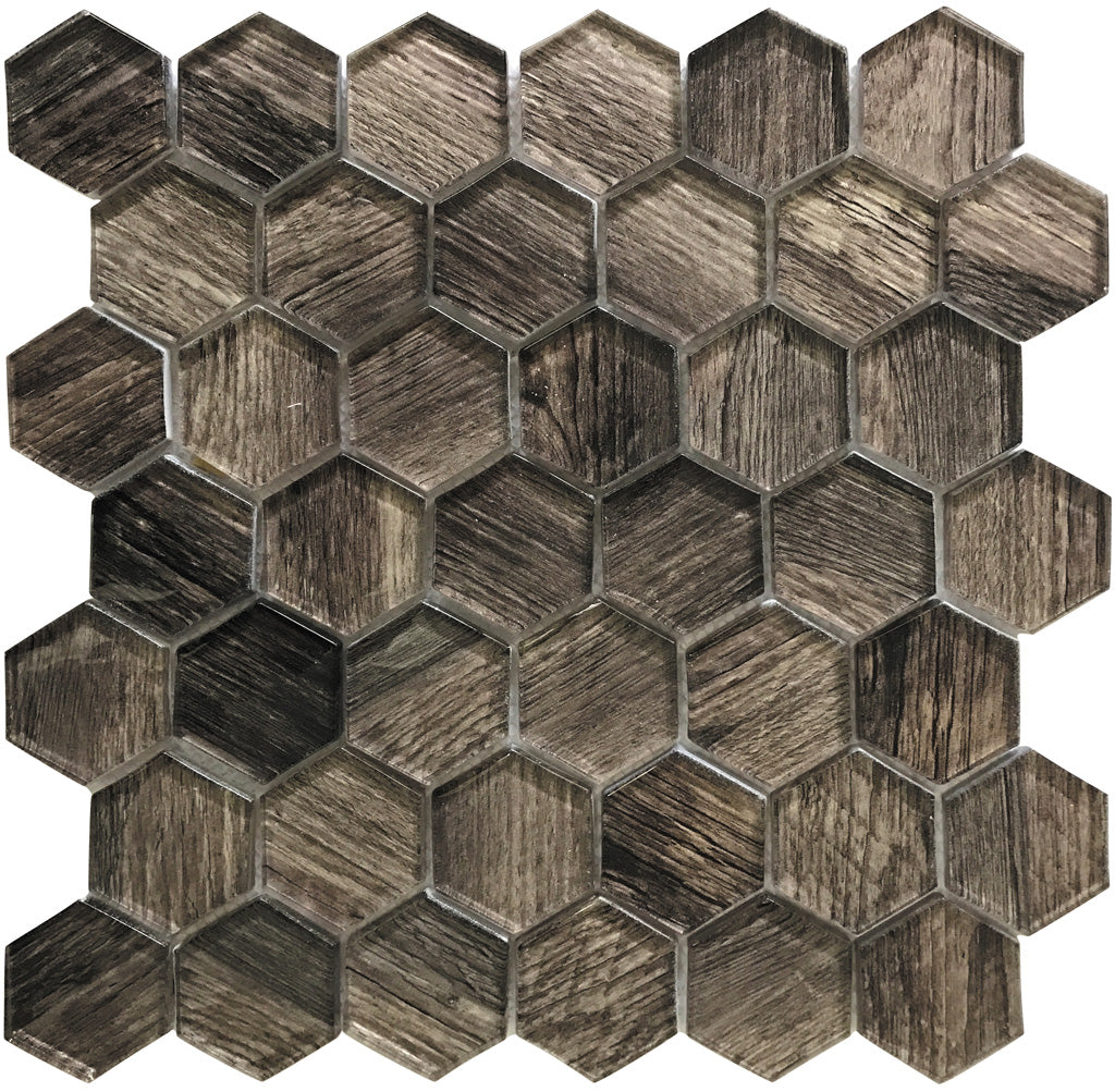 Brown 12 x 12 Glossy Glass Mosaic Tile