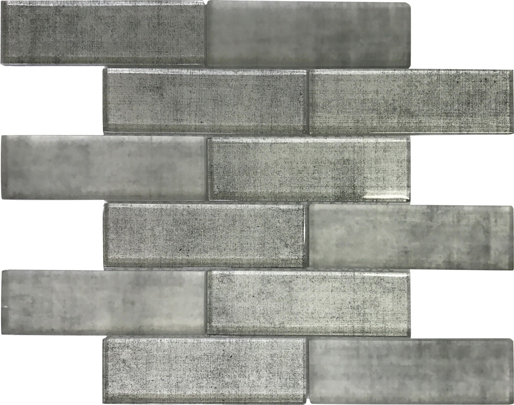 Gray 12 x 12 Glossy Glass Mosaic Tile