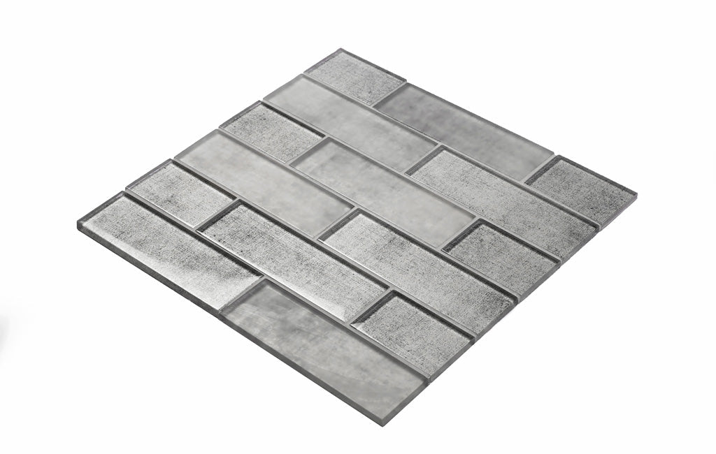 Gray 12 x 12 Glossy Glass Mosaic Tile