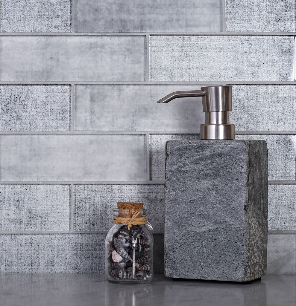 Gray 12 x 12 Glossy Glass Mosaic Tile