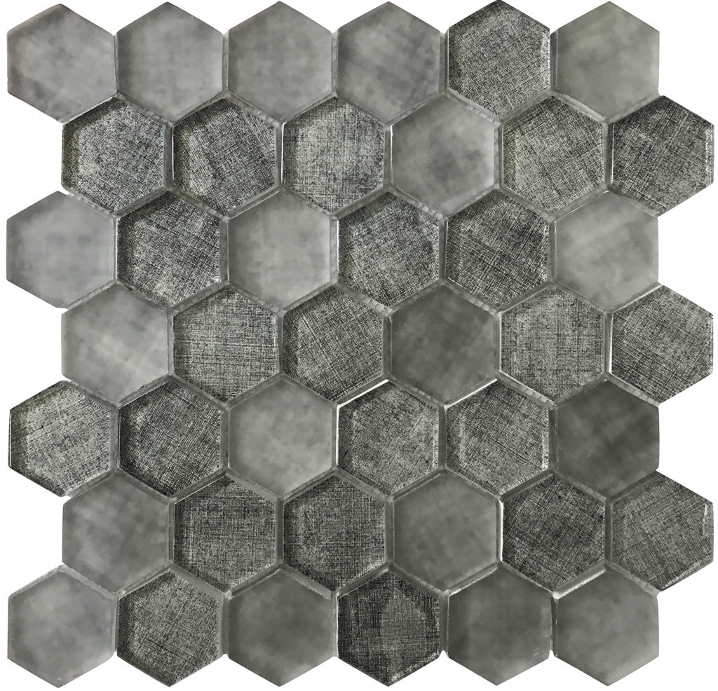 Coin Gray 12 x 12 Glossy Glass Mosaic Tile