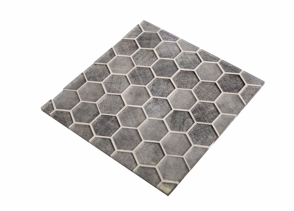 Coin Gray 12 x 12 Glossy Glass Mosaic Tile