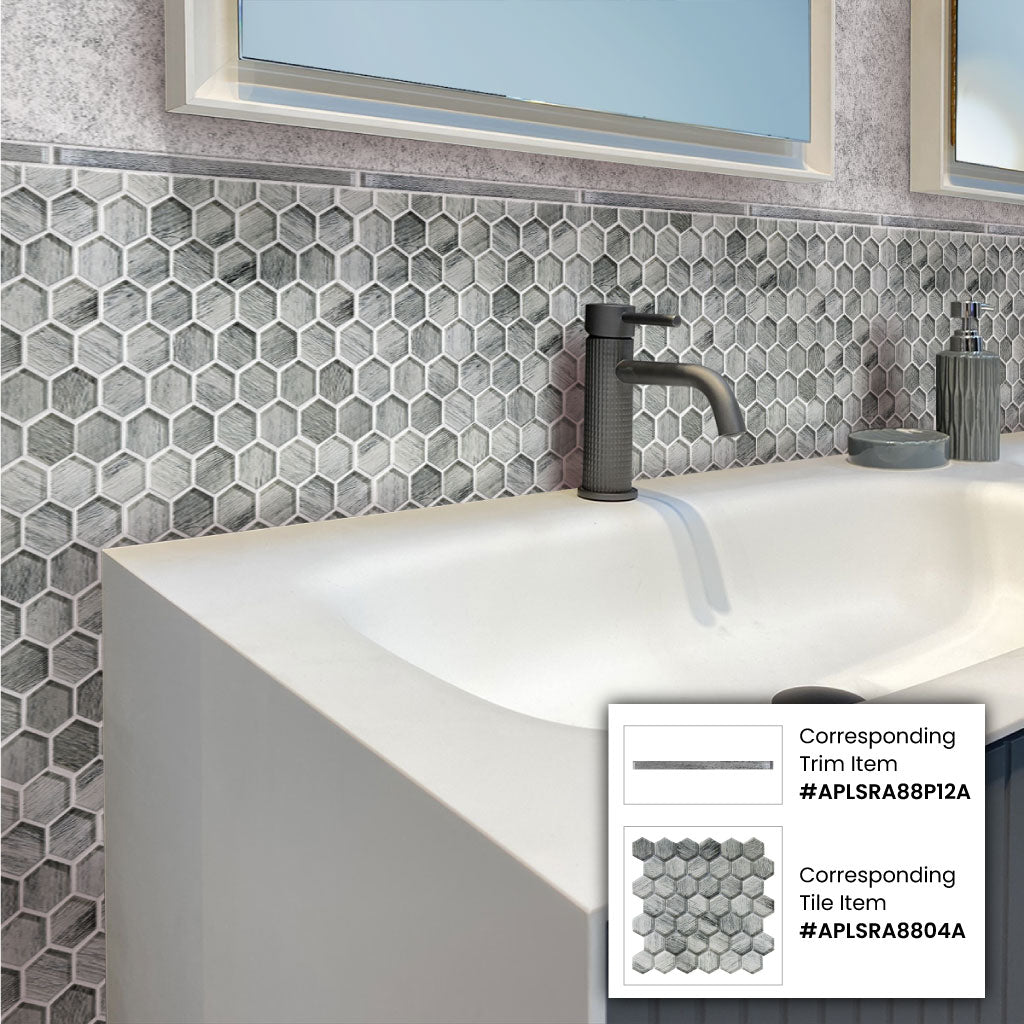 Light Gray 12 x 12 Glossy Glass Mosaic Tile