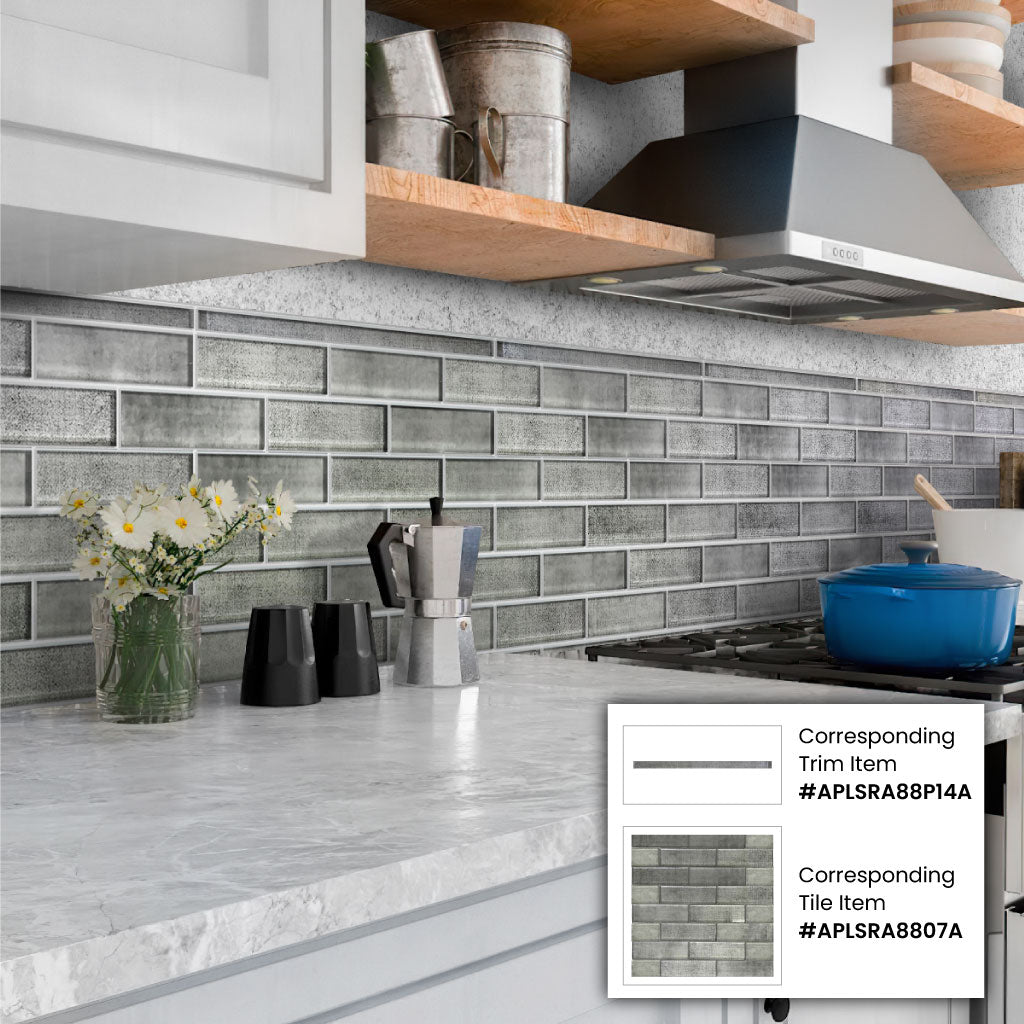 Gray 12 x 12 Glossy Glass Mosaic Tile