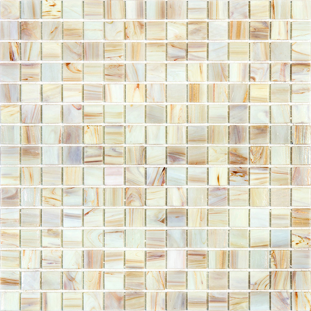 Beige 12 x 12 Glossy Glass Mosaic Tile