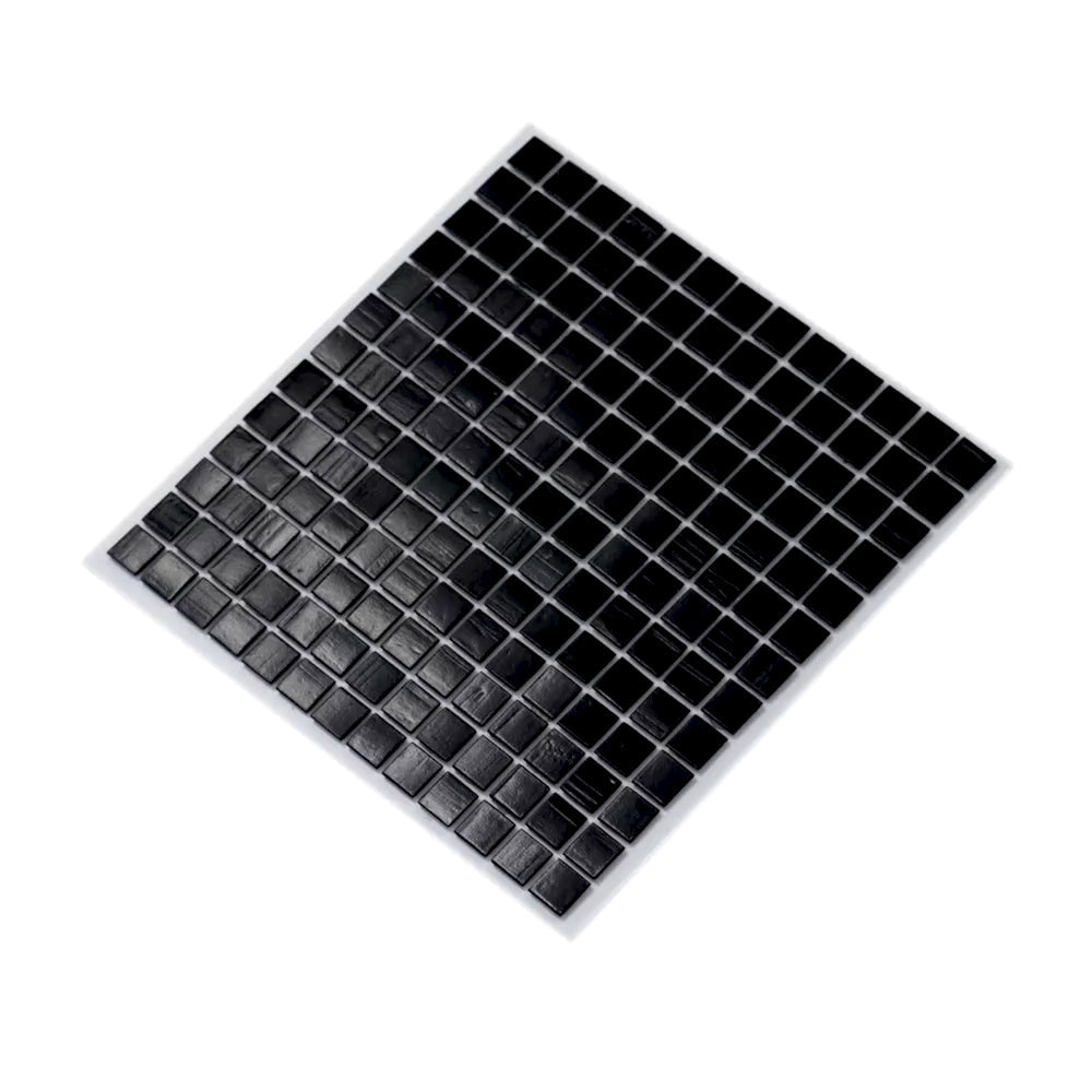 Black 12 x 12 Glossy Glass Mosaic Tile