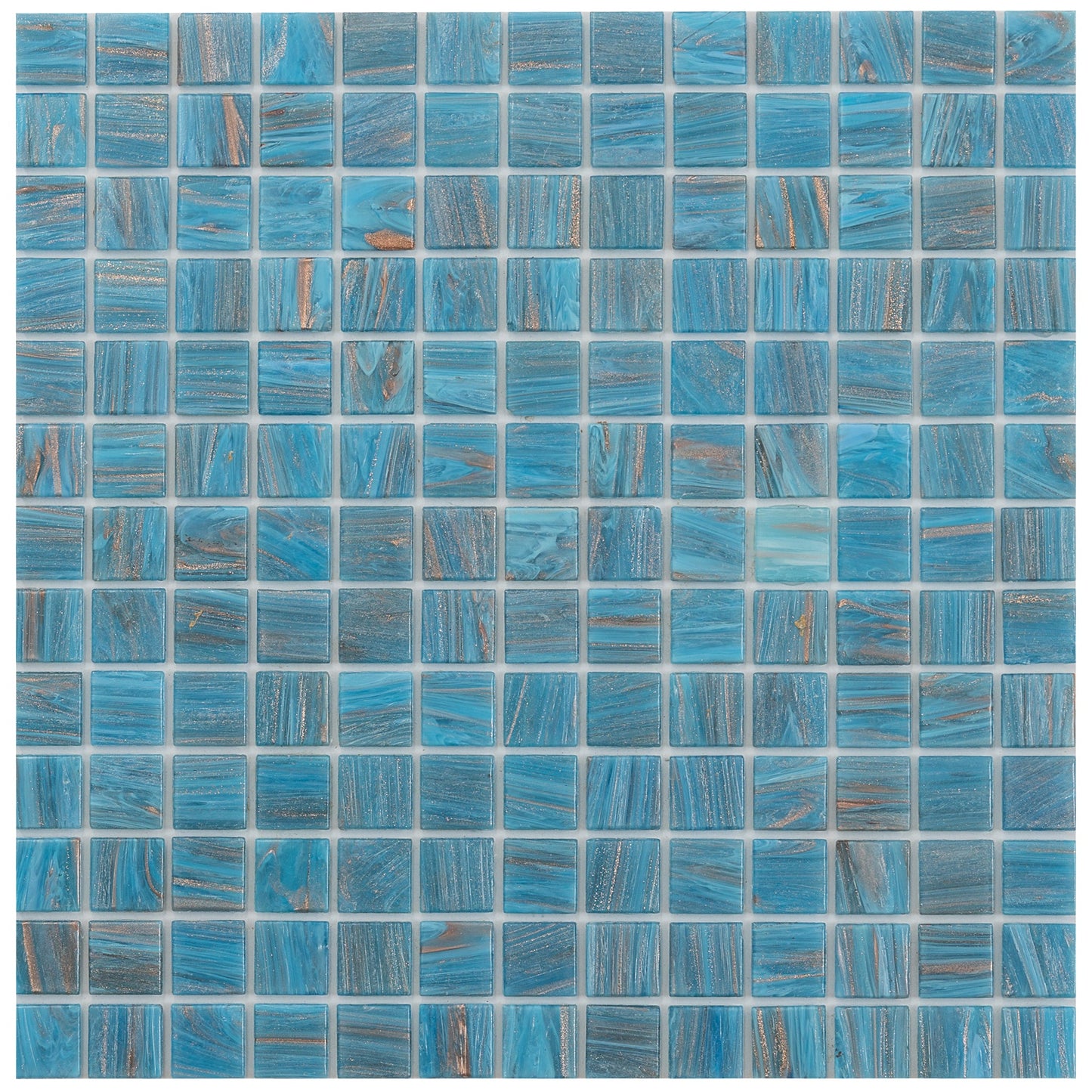 Bright Cerulean Blue 12 x 12 Glossy Glass Mosaic Tile