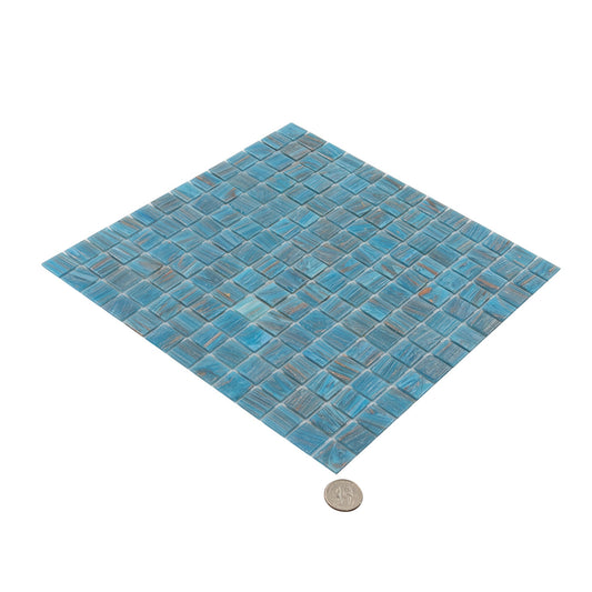 Bright Cerulean Blue 12 x 12 Glossy Glass Mosaic Tile - Sample