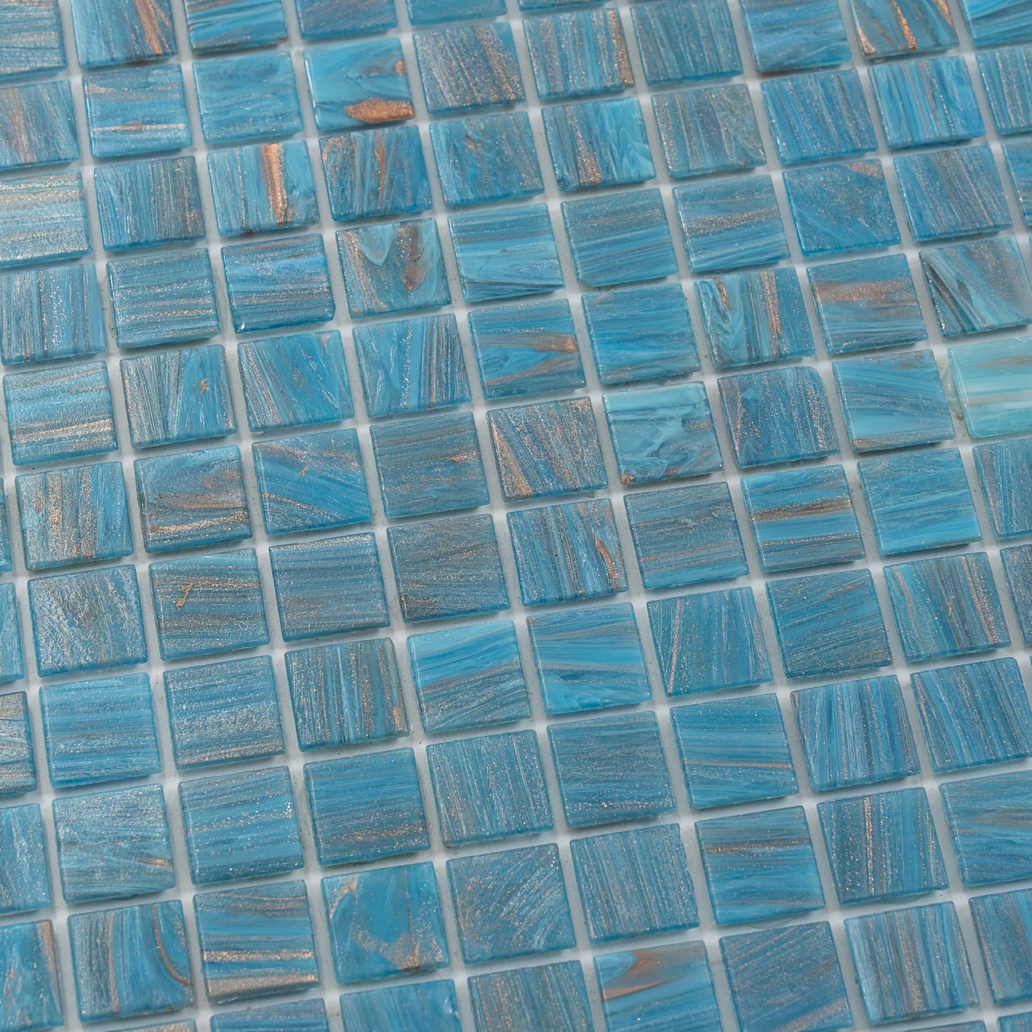 Bright Cerulean Blue 12 x 12 Glossy Glass Mosaic Tile