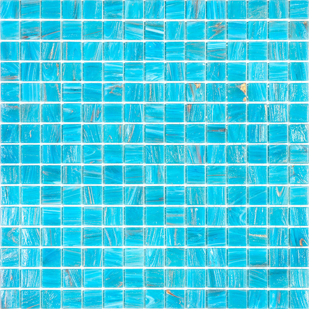 Vivid Sky Blue 12 x 12 Glossy Glass Mosaic Tile