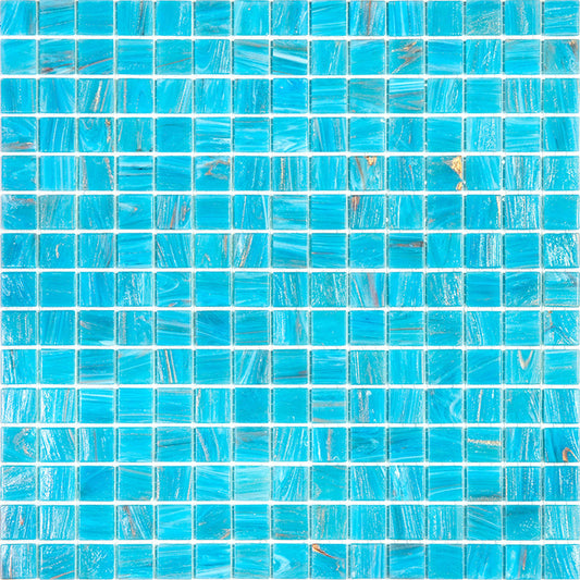 Vivid Sky Blue 12 x 12 Glossy Glass Mosaic Tile - Sample