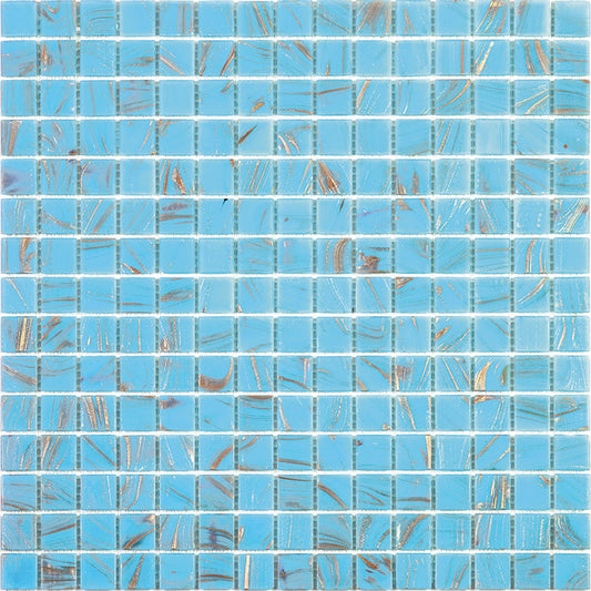 Maya Blue 12 x 12 Glossy Glass Mosaic Tile - Sample