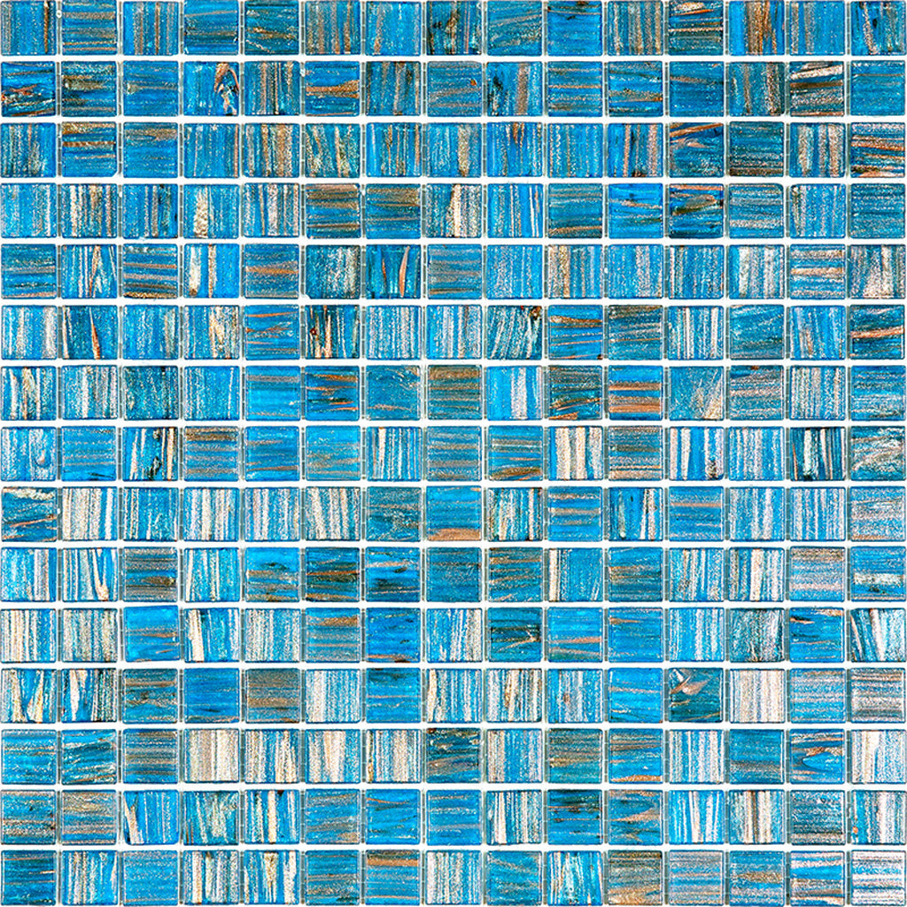 Blue and Gold 12 x 12 Glossy Glass Mosaic Tile