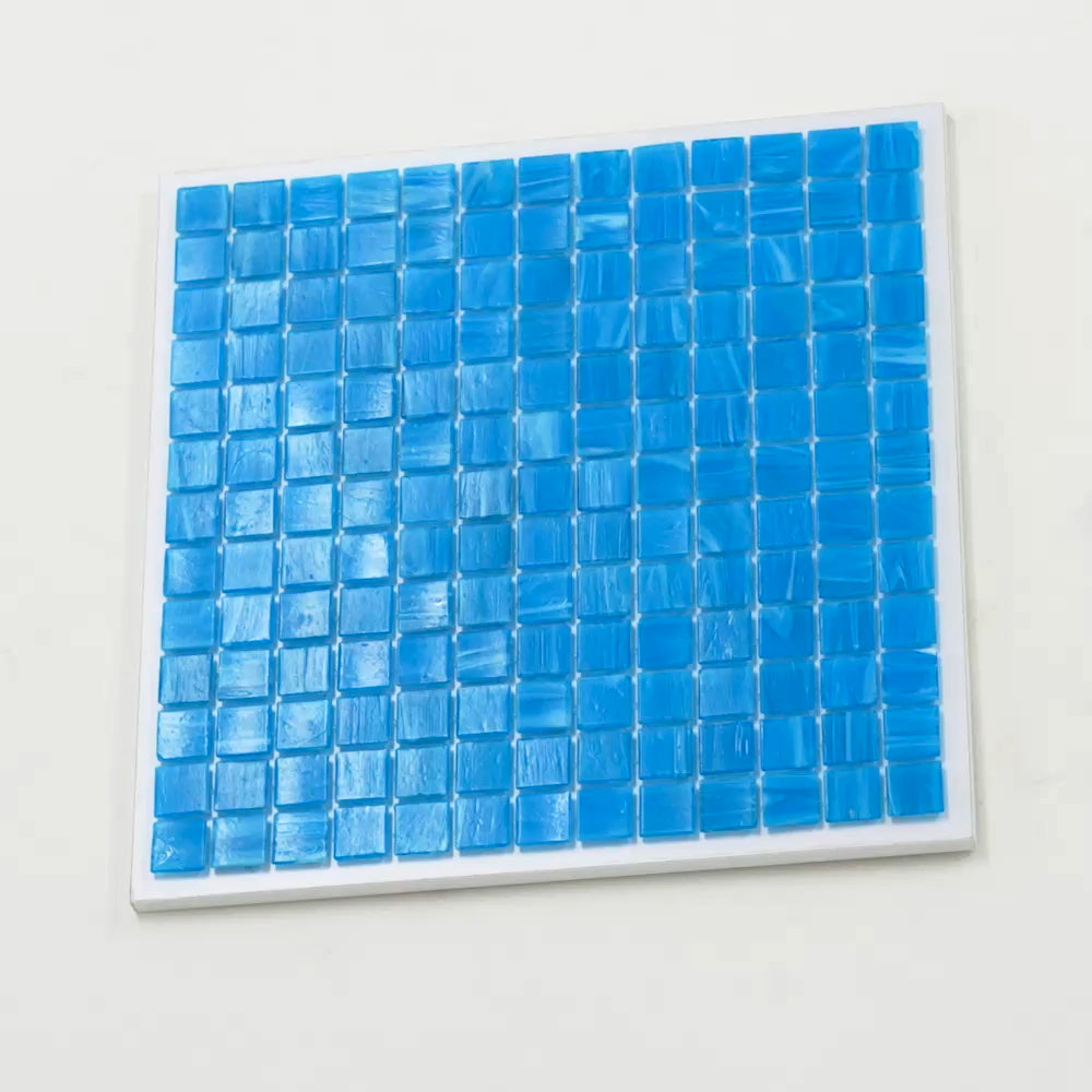 Dodger Blue 12 x 12 Glossy Glass Mosaic Tile