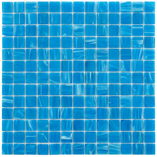 Dodger Blue 12 x 12 Glossy Glass Mosaic Tile - Sample