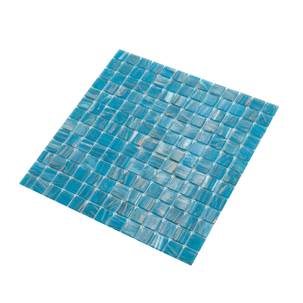 Blue 12 x 12 Glossy Glass Mosaic Tile