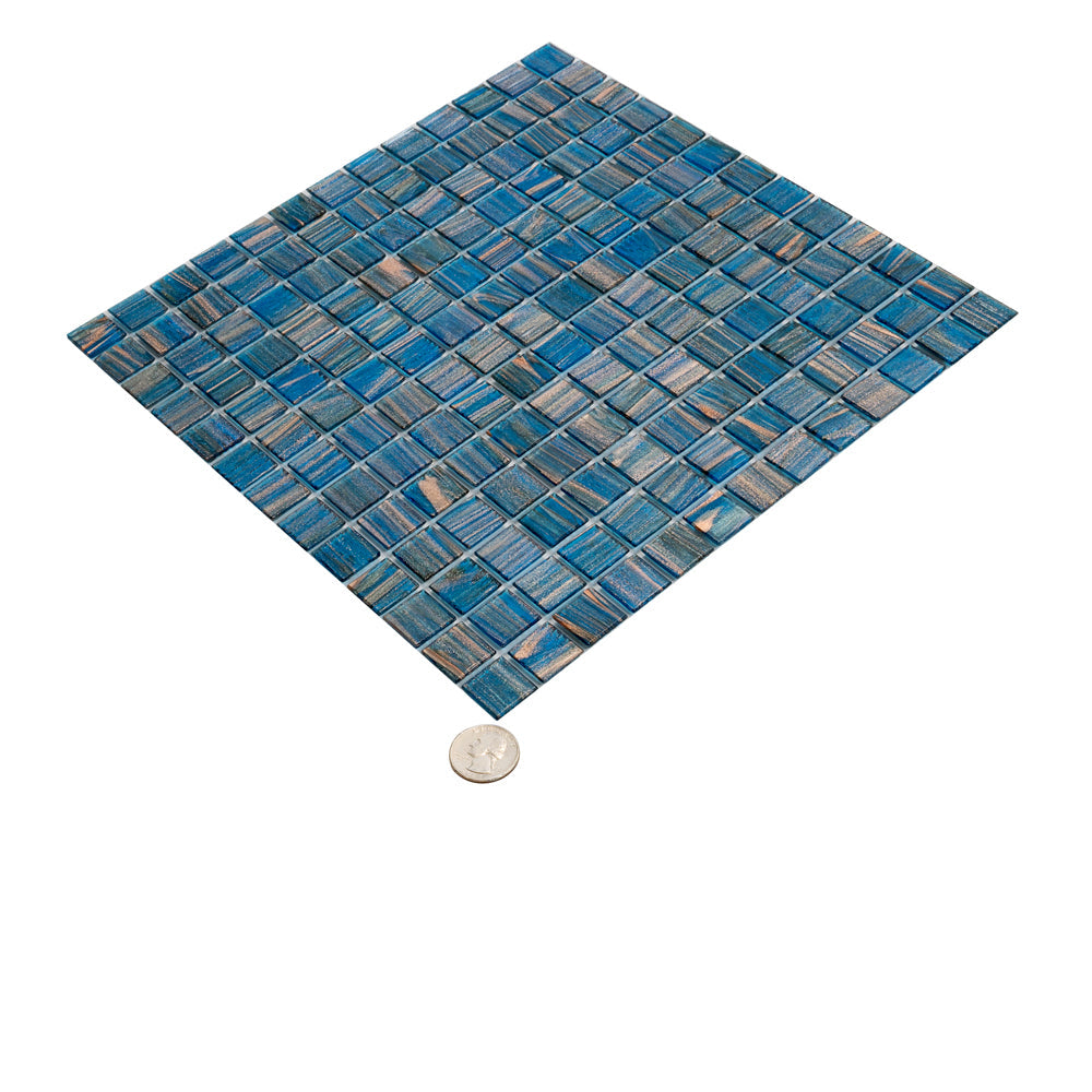 Yale Blue and Gold 12 x 12 Glossy Glass Mosaic Tile