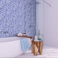 Blue and White 12 x 12 Glossy Glass Mosaic Tile - Sample