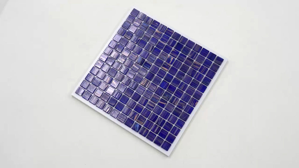 Royal Blue and Gold 12 x 12 Glossy Glass Mosaic Tile