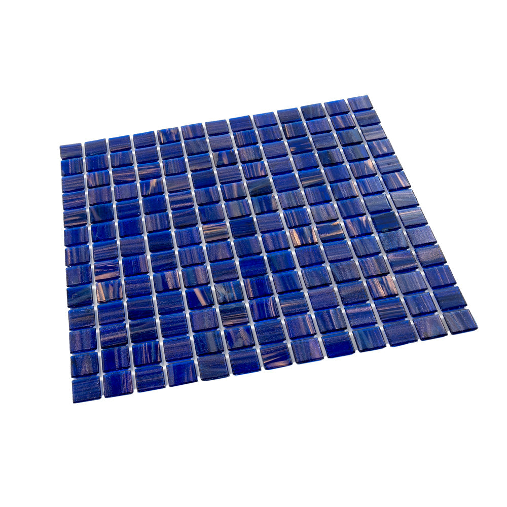 Royal Blue and Gold 12 x 12 Glossy Glass Mosaic Tile