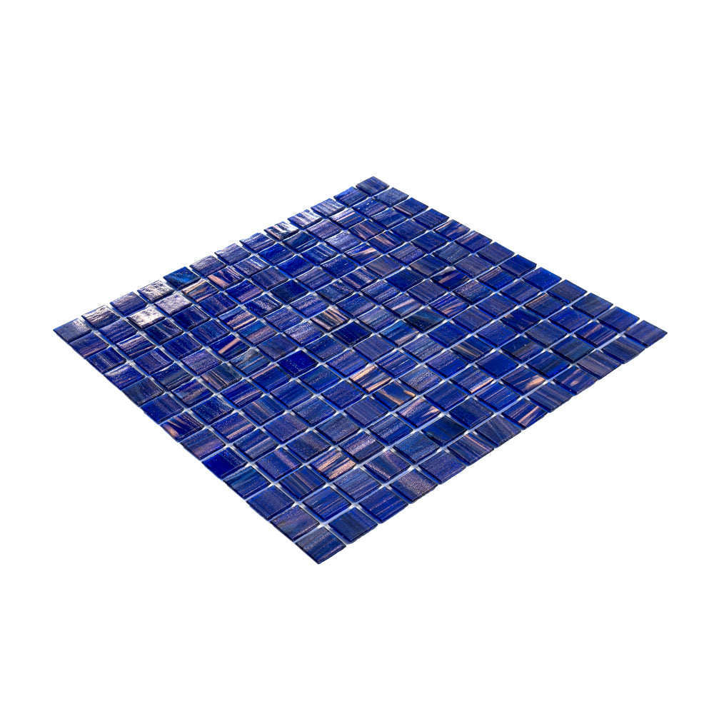 Royal Blue and Gold 12 x 12 Glossy Glass Mosaic Tile