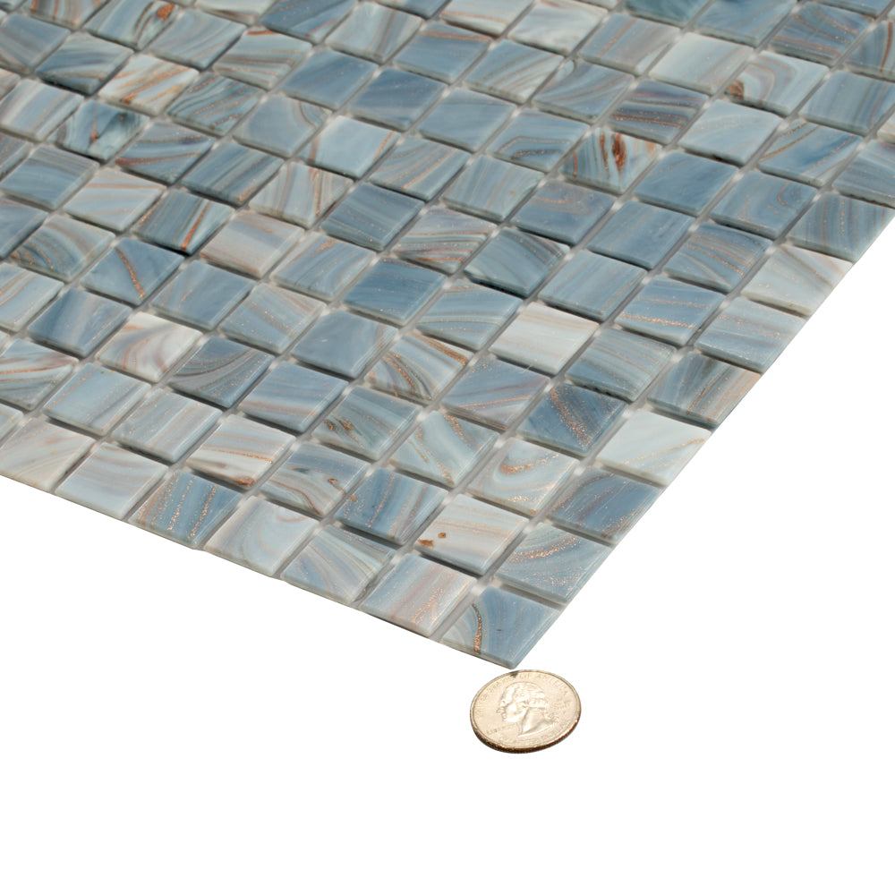 Manatee Blue 12 x 12 Glossy Glass Mosaic Tile