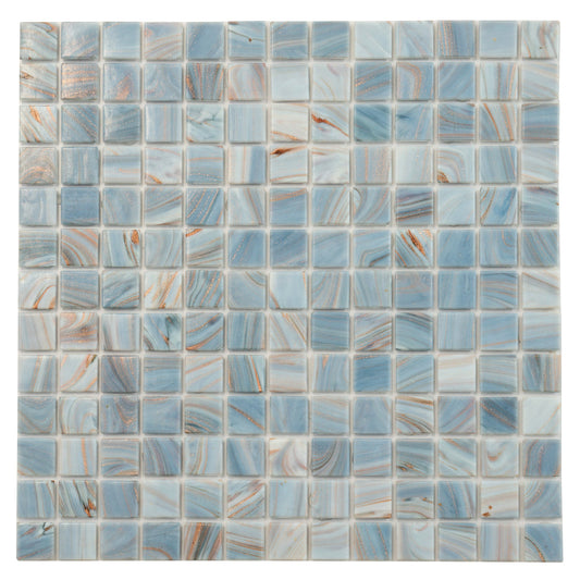 Manatee Blue 12 x 12 Glossy Glass Mosaic Tile - Sample