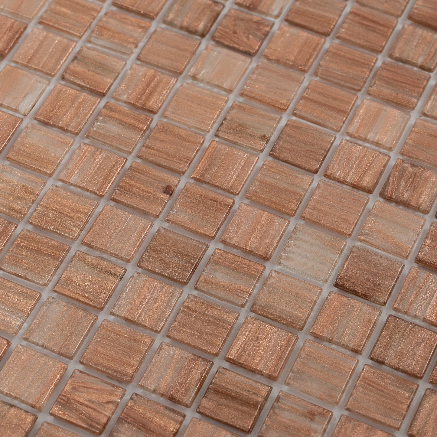 Copper Brown 12 x 12 Glossy Glass Mosaic Tile