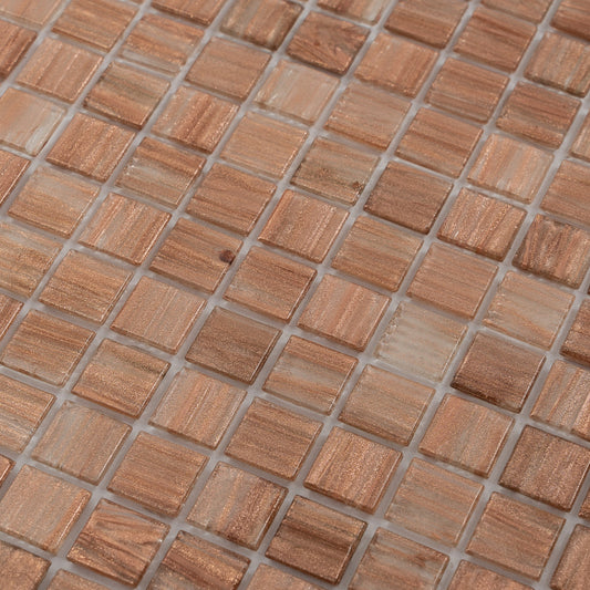 Copper Brown 12 x 12 Glossy Glass Mosaic Tile - Sample