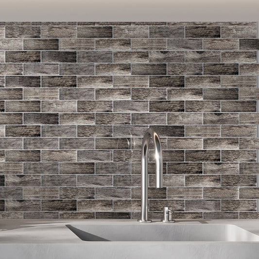 Light Gray 12 x 12 Glossy Subway Glass Mosaic Tile
