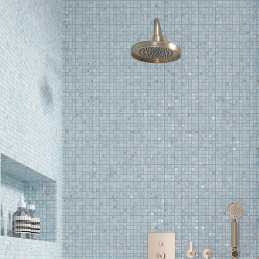 Pastel Blue 12 x 12 Glossy Glass Mosaic Tile