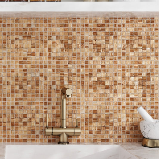Copper Brown 12 x 12 Glossy Glass Mosaic Tile