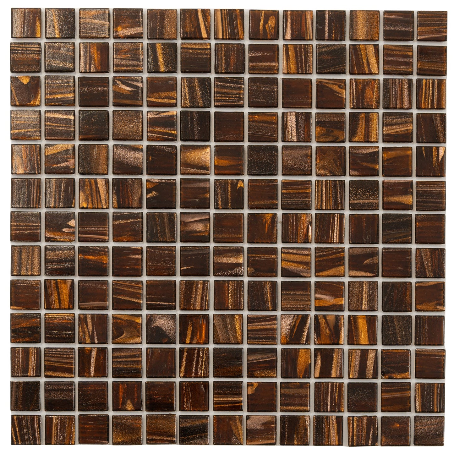 Brown and Gold 12 x 12 Glossy Glass Mosaic Tile