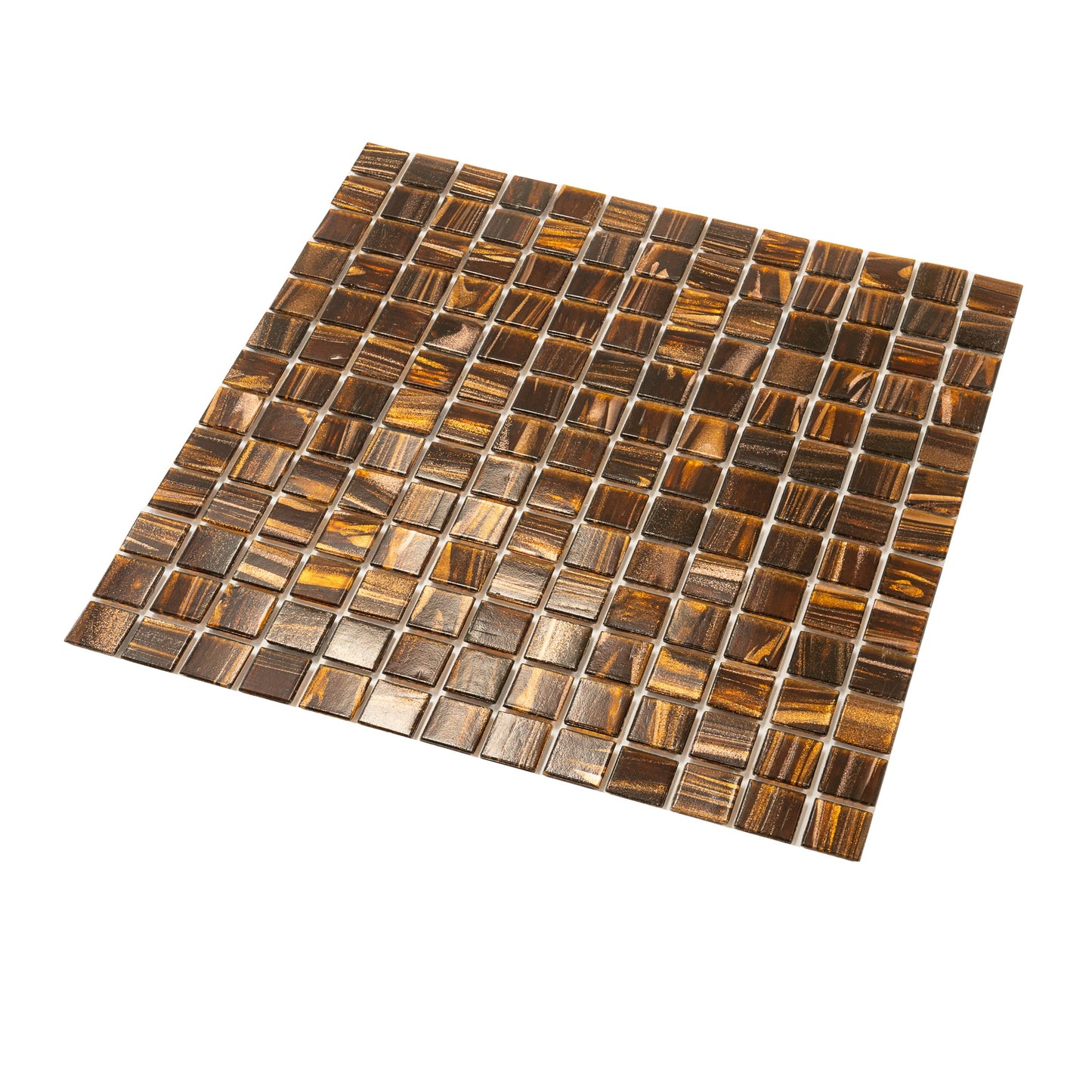 Brown and Gold 12 x 12 Glossy Glass Mosaic Tile