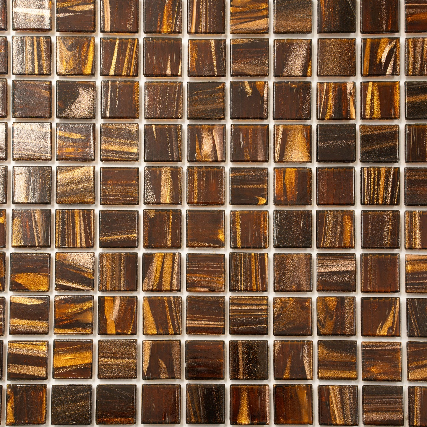 Brown and Gold 12 x 12 Glossy Glass Mosaic Tile