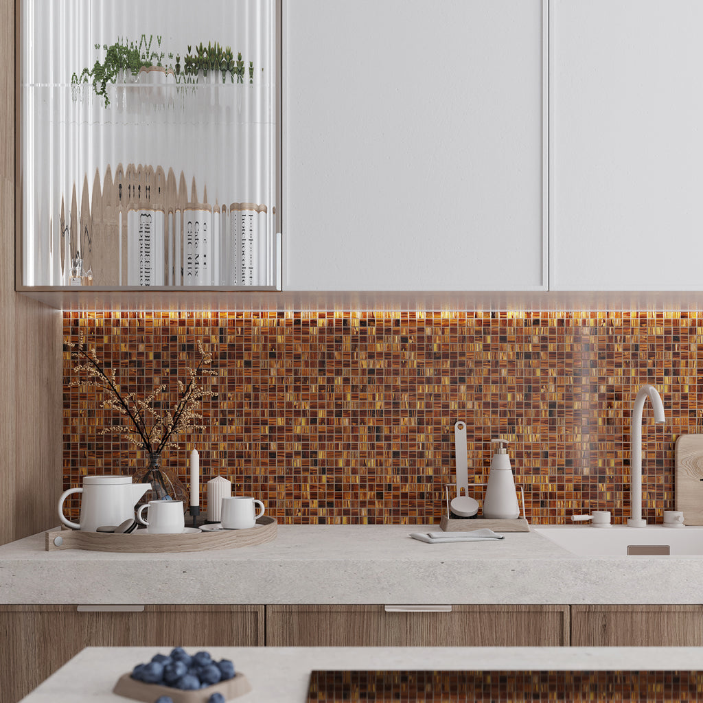 Bronze 12 x 12 Glossy Glass Mosaic Tile