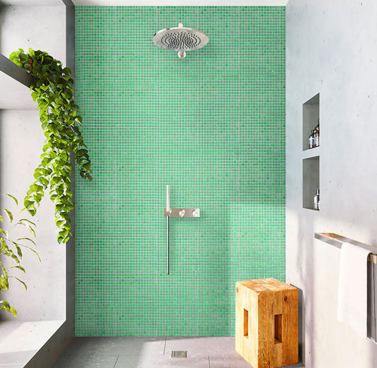 UFO Green 12 x 12 Glossy Glass Mosaic Tile - Sample