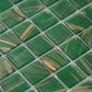 Lincoln Green and Gold 12 x 12 Glossy Glass Mosaic Tile