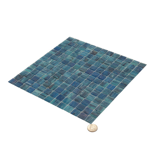 Sea Blue 12 x 12 Glossy Glass Mosaic Tile - Sample