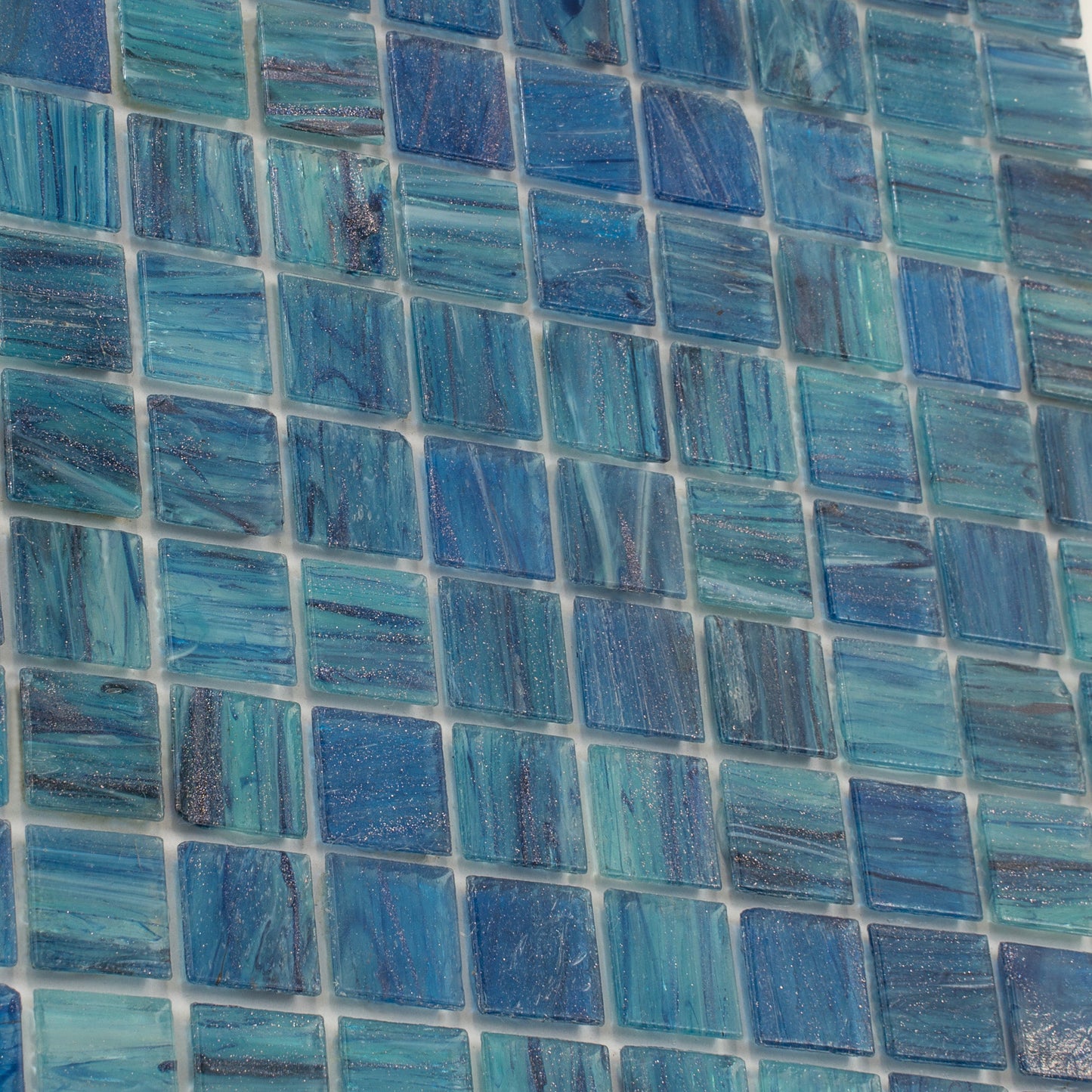 Sea Blue 12 x 12 Glossy Glass Mosaic Tile