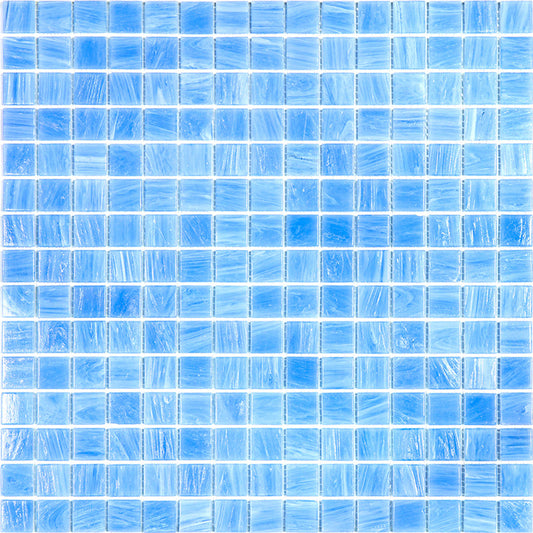 Sky Blue 12 x 12 Glossy Glass Mosaic Tile - Sample