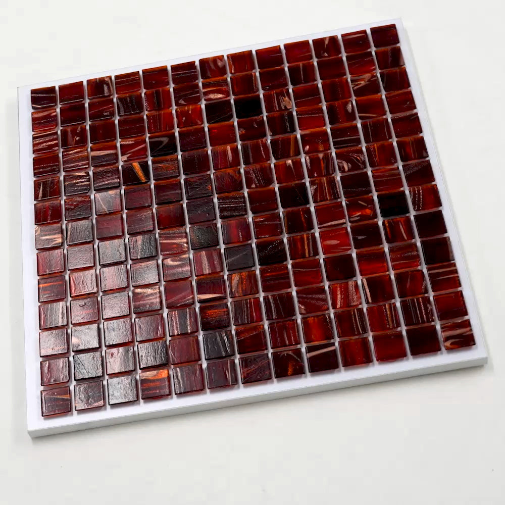 Wine Pink 12 x 12 Glossy Glass Mosaic Tile