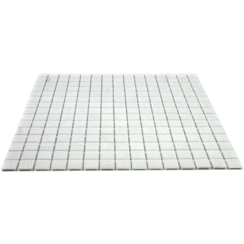 White Dove 12 x 12 Glossy Glass Mosaic Tile