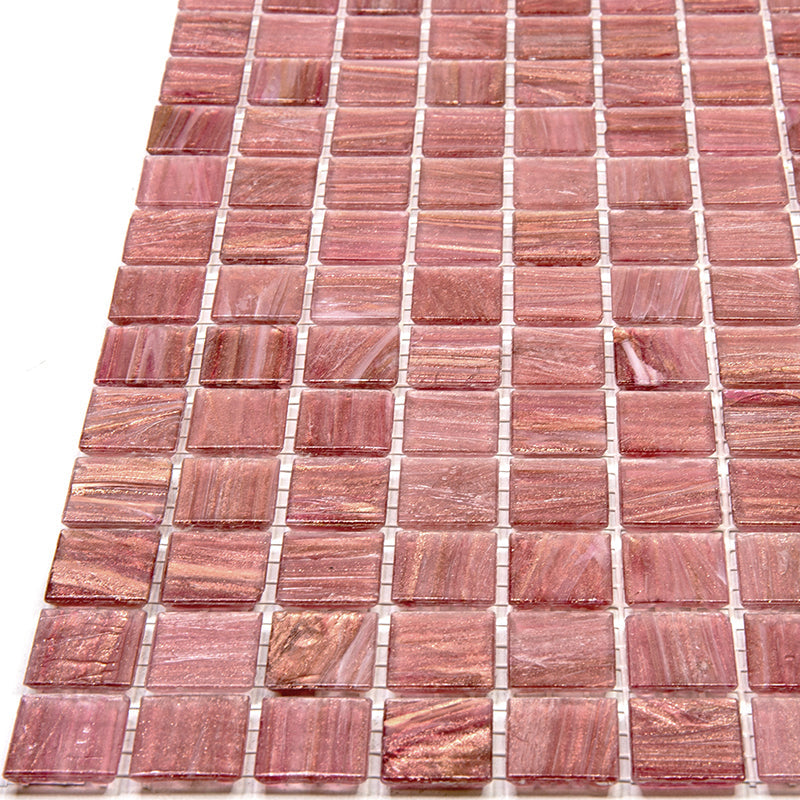 Deep Indian Red 12 x 12 Glossy Glass Mosaic Tile