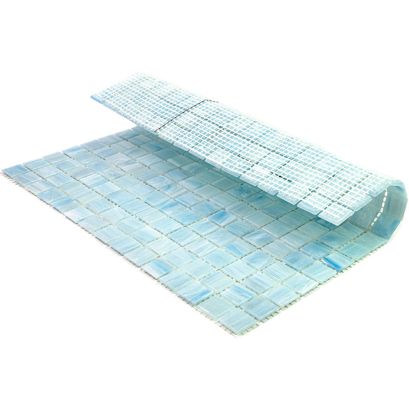 Columbia Blue 12 x 12 Glossy Glass Mosaic Tile