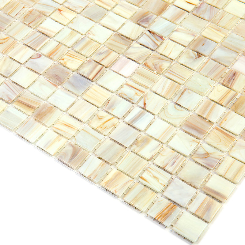 Beige 12 x 12 Glossy Glass Mosaic Tile