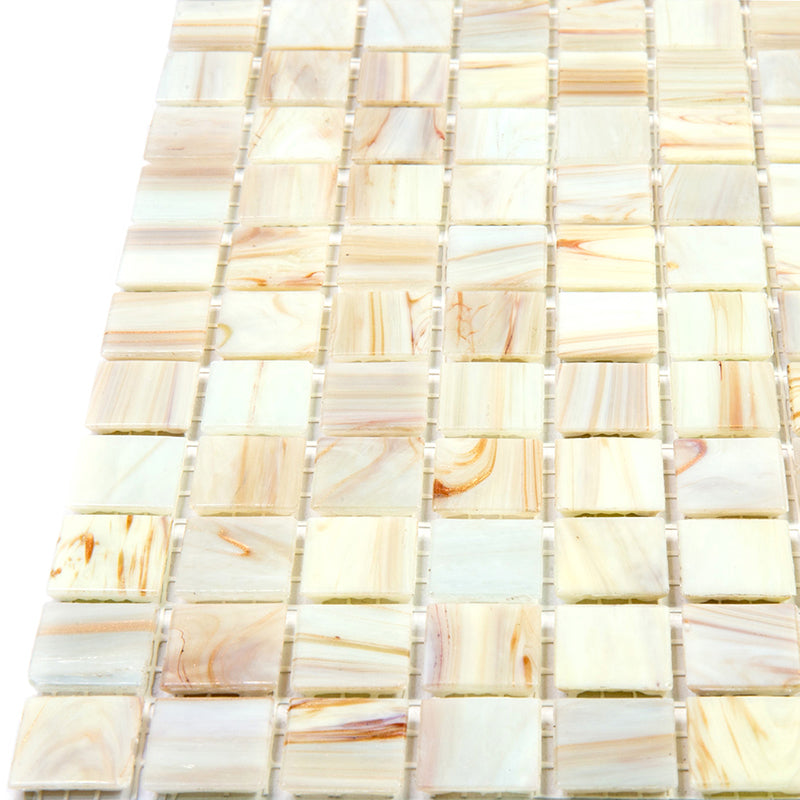 Beige 12 x 12 Glossy Glass Mosaic Tile