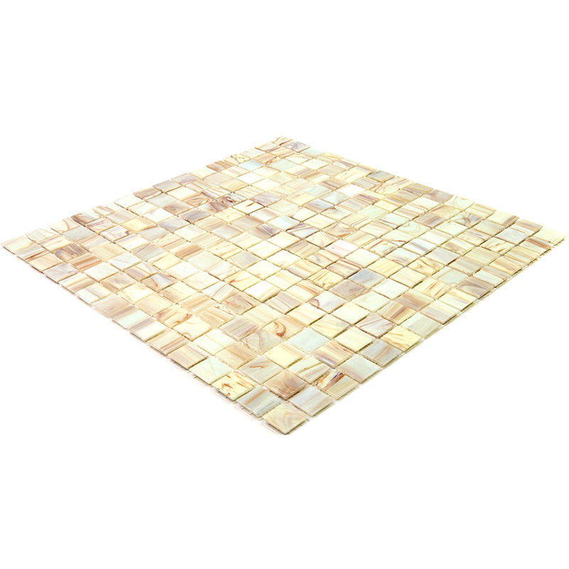 Beige 12 x 12 Glossy Glass Mosaic Tile