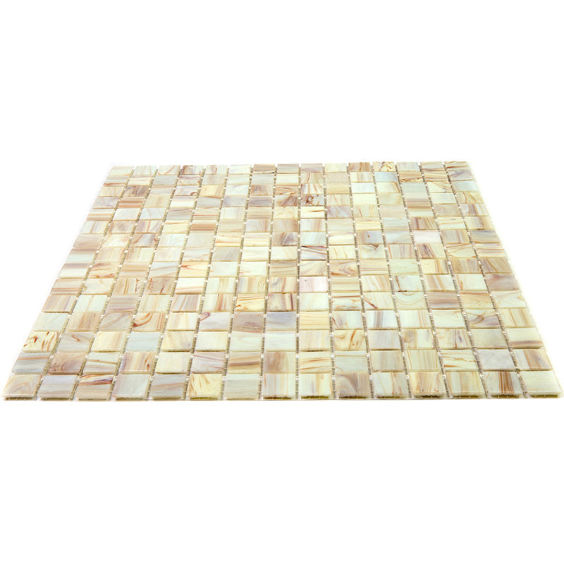 Beige 12 x 12 Glossy Glass Mosaic Tile