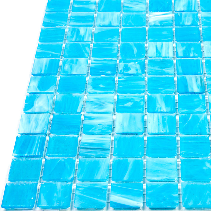 Arctic Blue 12 x 12 Glossy Glass Mosaic Tile